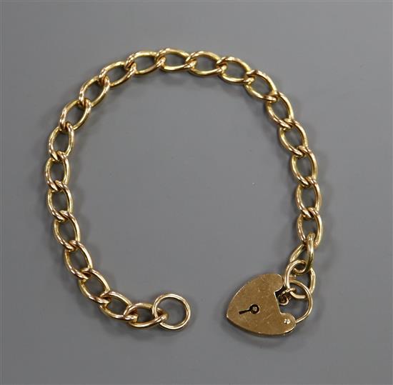 A 9ct gold curb link bracelet, 14 grams.